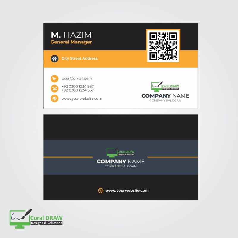 Black and Deep Yellow Corporate Business Card 001